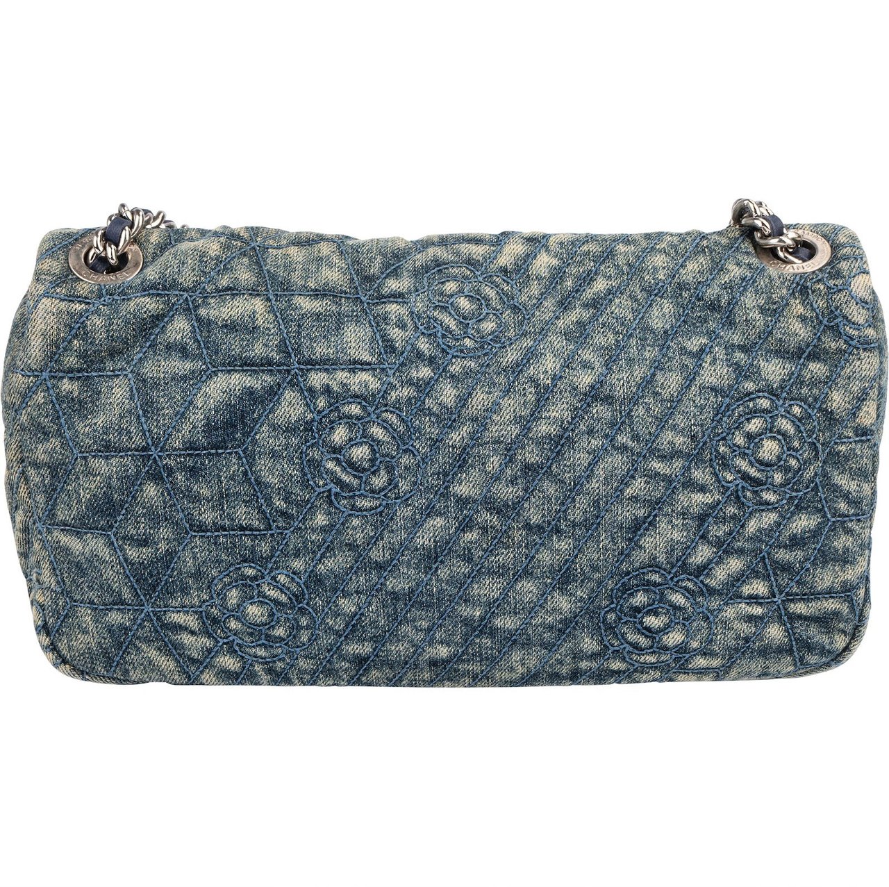 Chanel Chanel Denim Camellia Single Flap Crossbody Bag Blauw