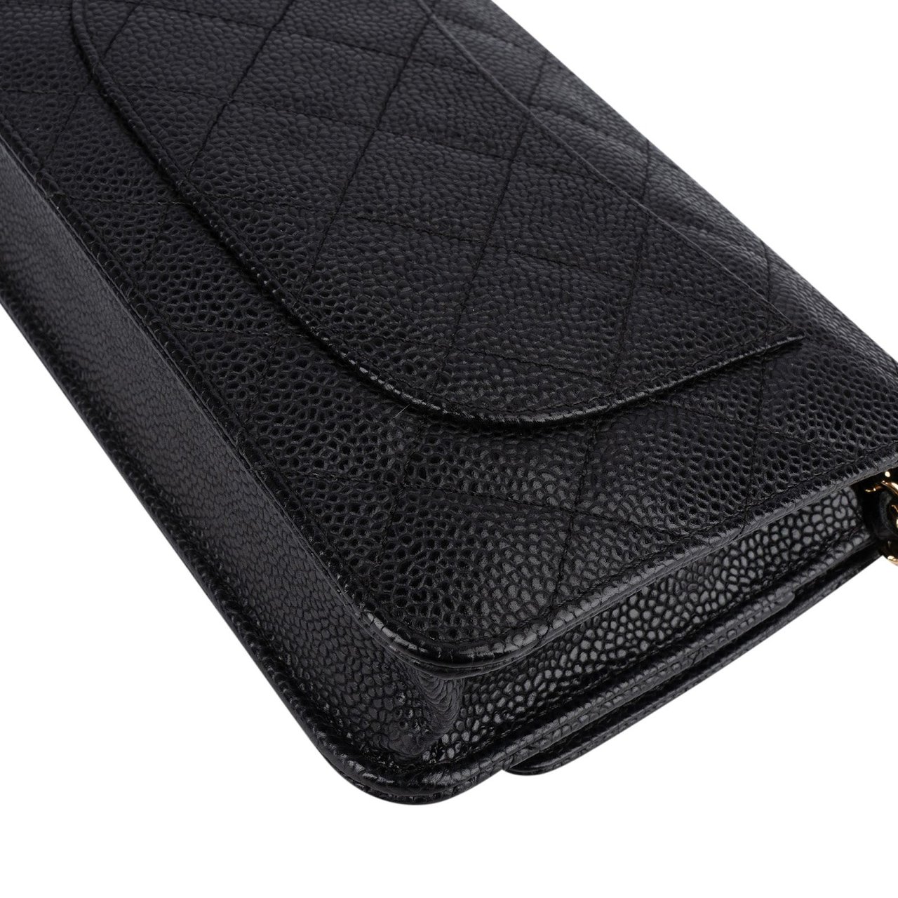 Chanel Chanel Quilted Caviar Leather Wallet On Chain Crossbody Bag Zwart