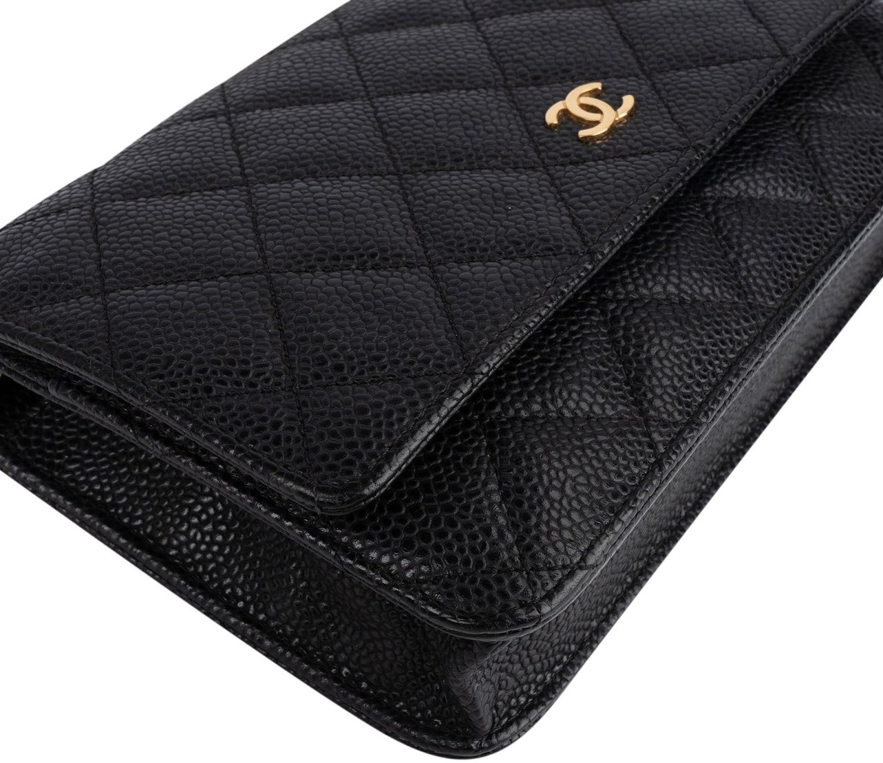Chanel Chanel Quilted Caviar Leather Wallet On Chain Crossbody Bag Zwart