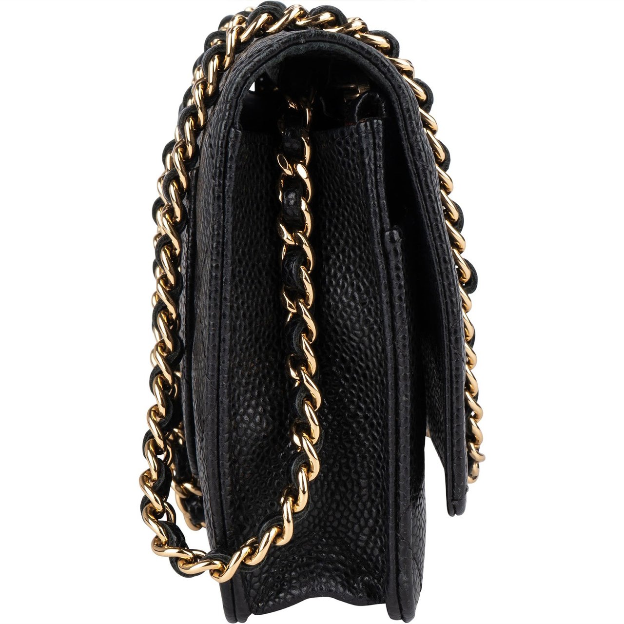 Chanel Chanel Quilted Caviar Leather Wallet On Chain Crossbody Bag Zwart
