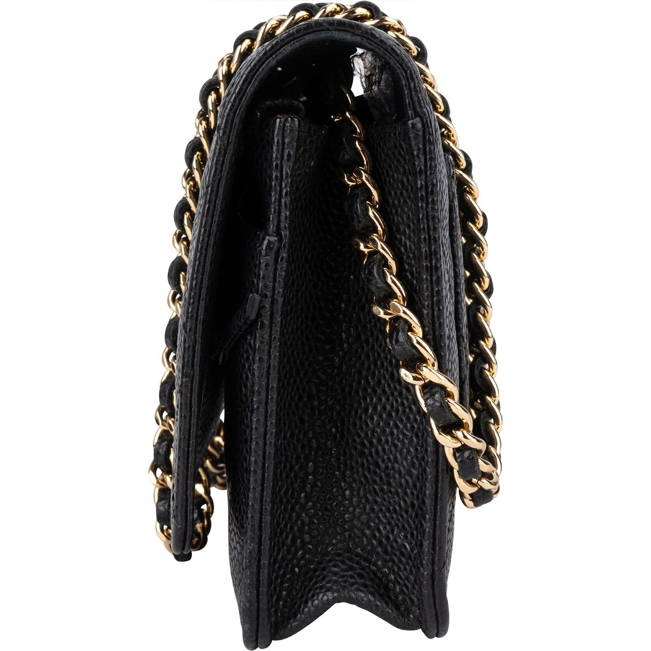 Chanel Chanel Quilted Caviar Leather Wallet On Chain Crossbody Bag Zwart