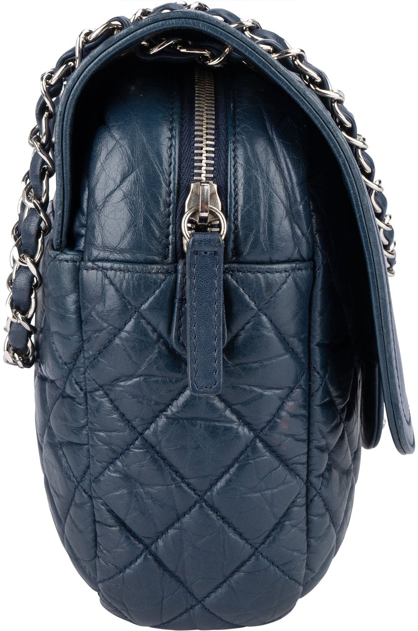 Chanel Chanel Quilted Lambskin Single Flap Crossbody Bag Blauw