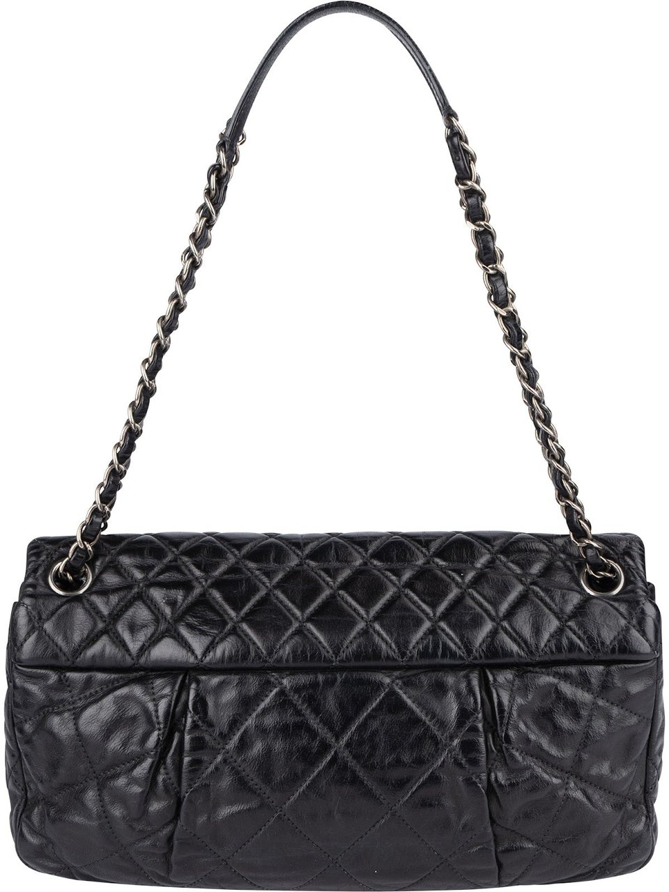 Chanel Quilted Lambskin Single Flap Crossbody Bag Zwart
