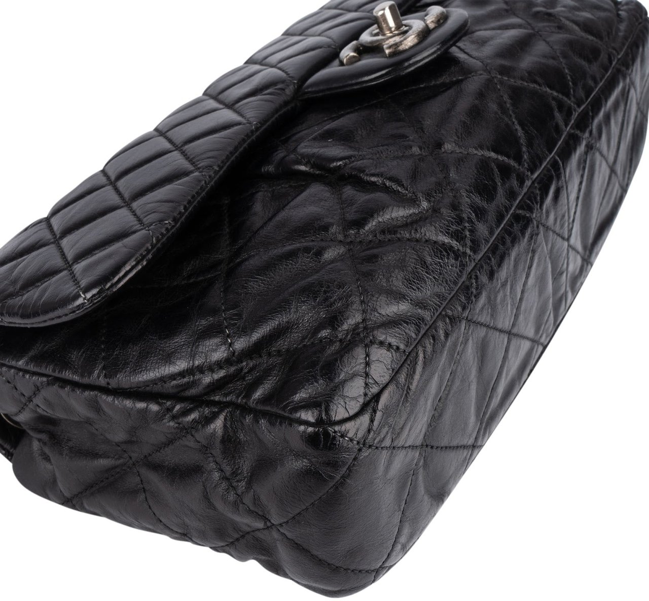 Chanel Quilted Lambskin Single Flap Crossbody Bag Zwart