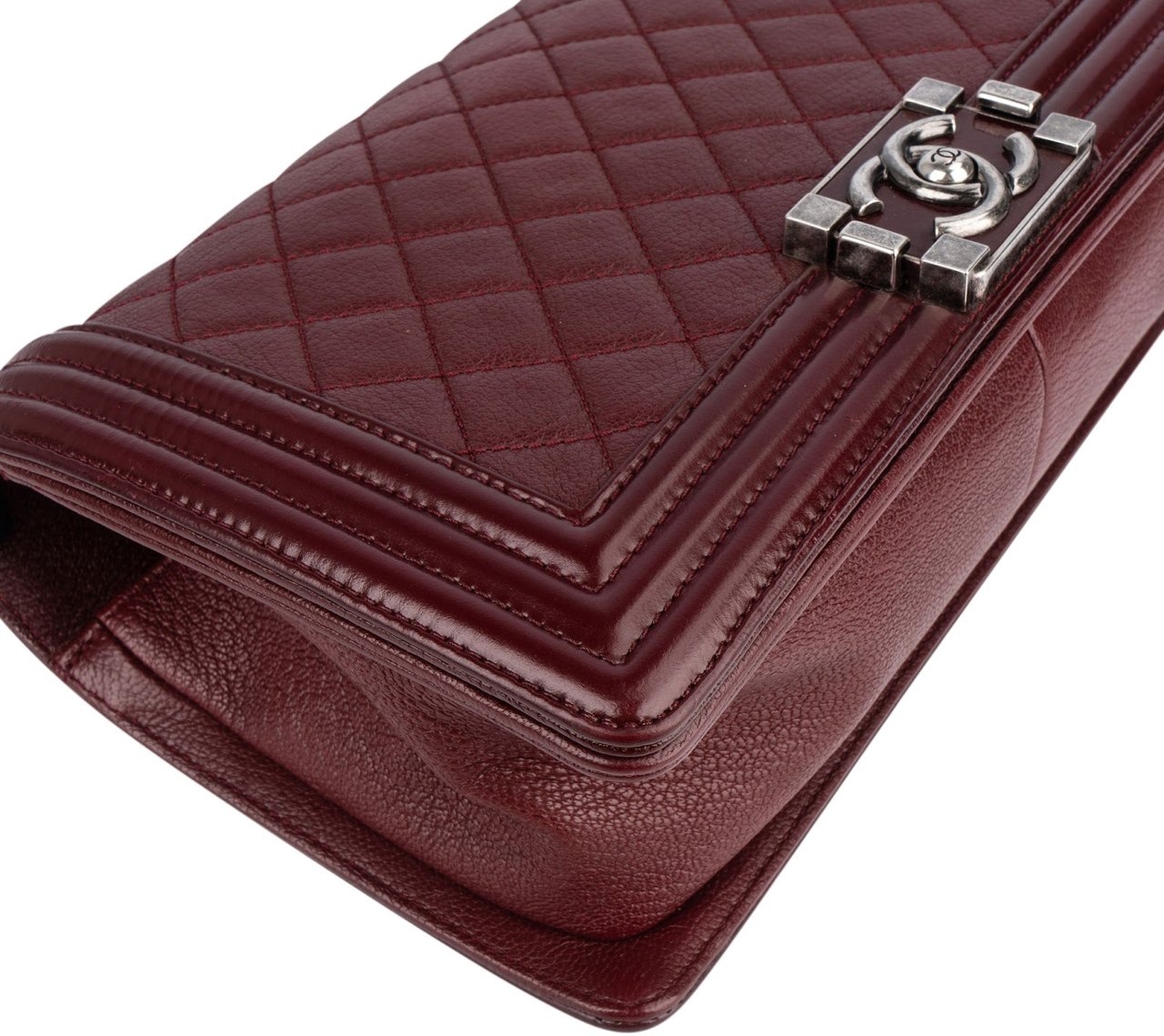 Chanel Chanel Quilted Calfskin Medium Boy Single Flap Crossbody Bag Maroon