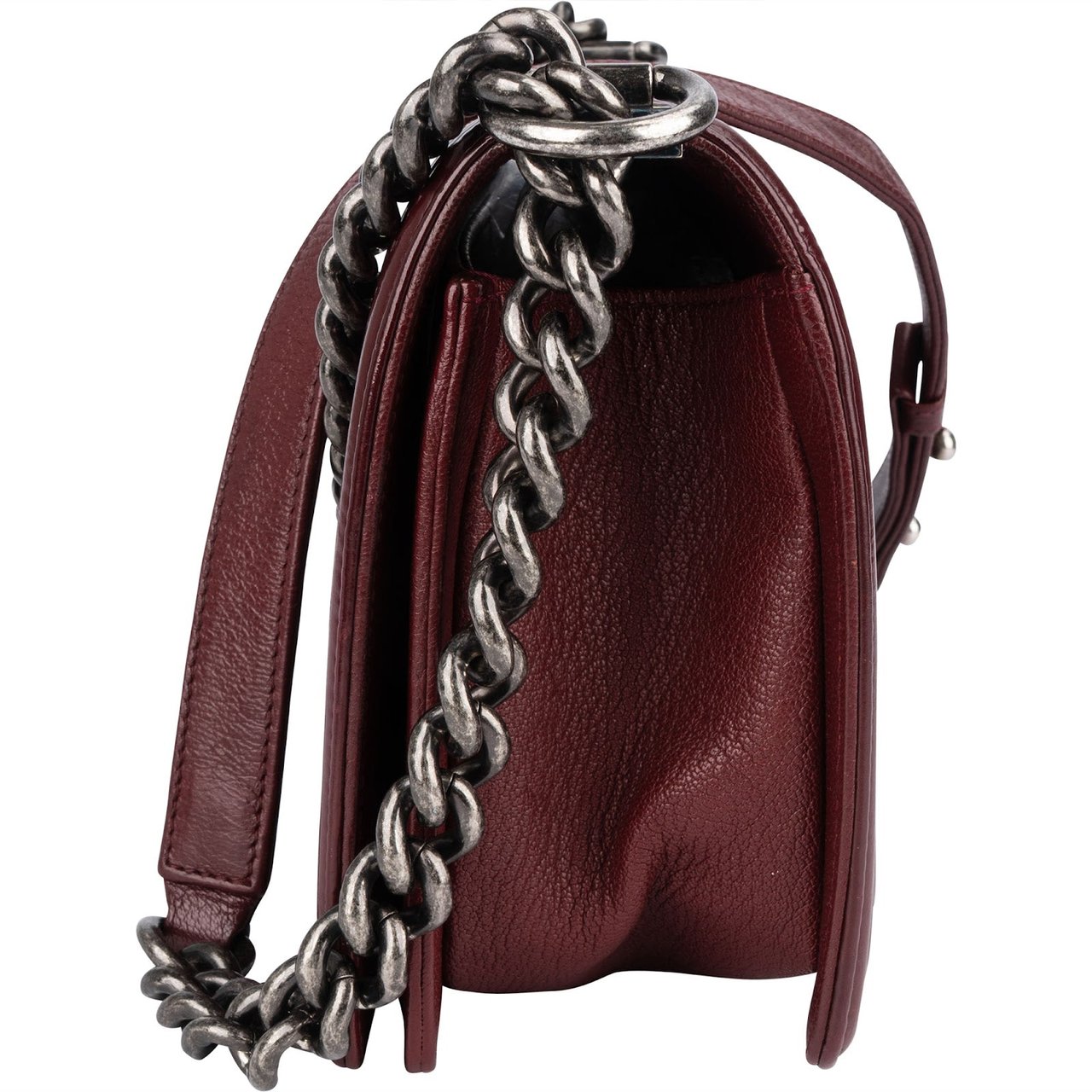 Chanel Chanel Quilted Calfskin Medium Boy Single Flap Crossbody Bag Maroon