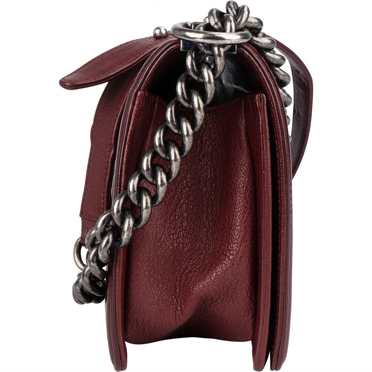 Chanel Chanel Quilted Calfskin Medium Boy Single Flap Crossbody Bag Maroon