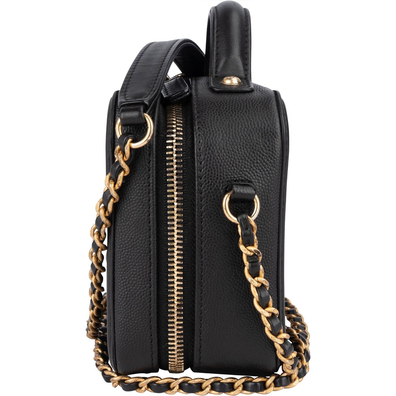 Chanel Quilted Caviar Leather CC Filigree Crossbody Bag Zwart