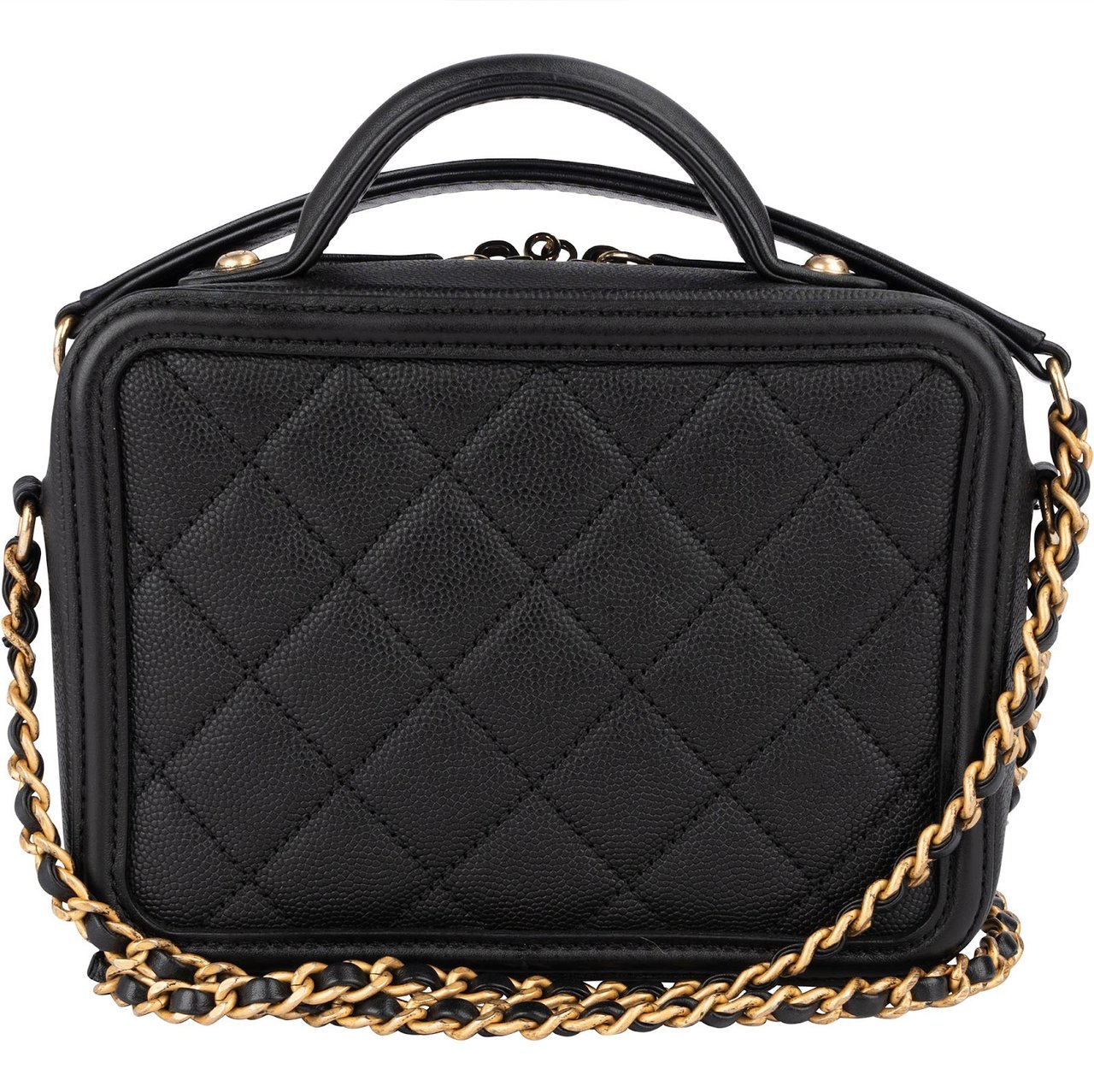 Chanel Quilted Caviar Leather CC Filigree Crossbody Bag Zwart