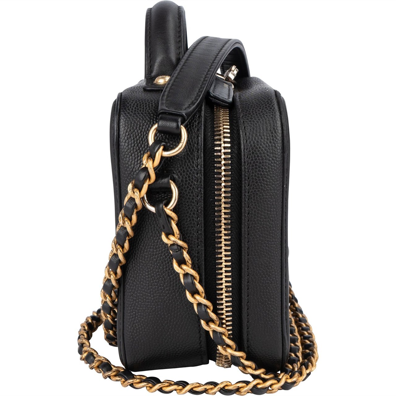 Chanel Quilted Caviar Leather CC Filigree Crossbody Bag Zwart