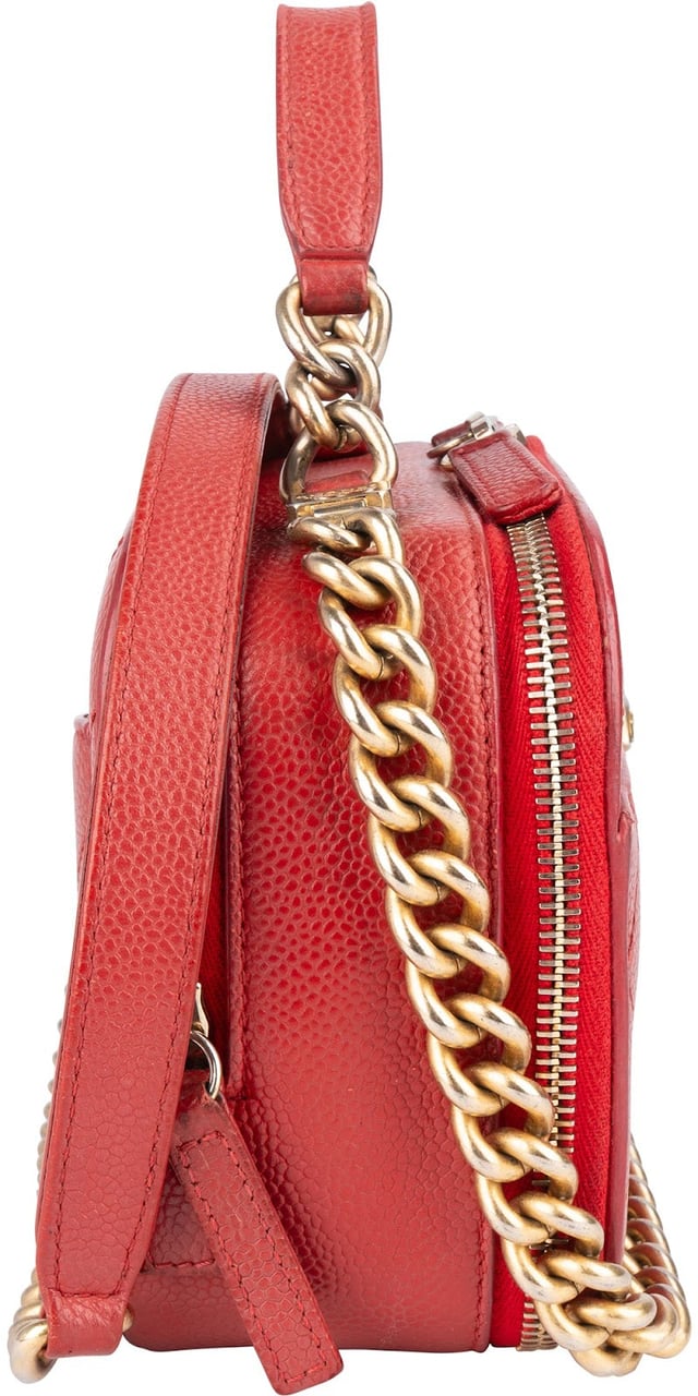 Chanel Chanel Red Quilted Lambskin Top Handle Vanity Case Crossbody Bag Rood