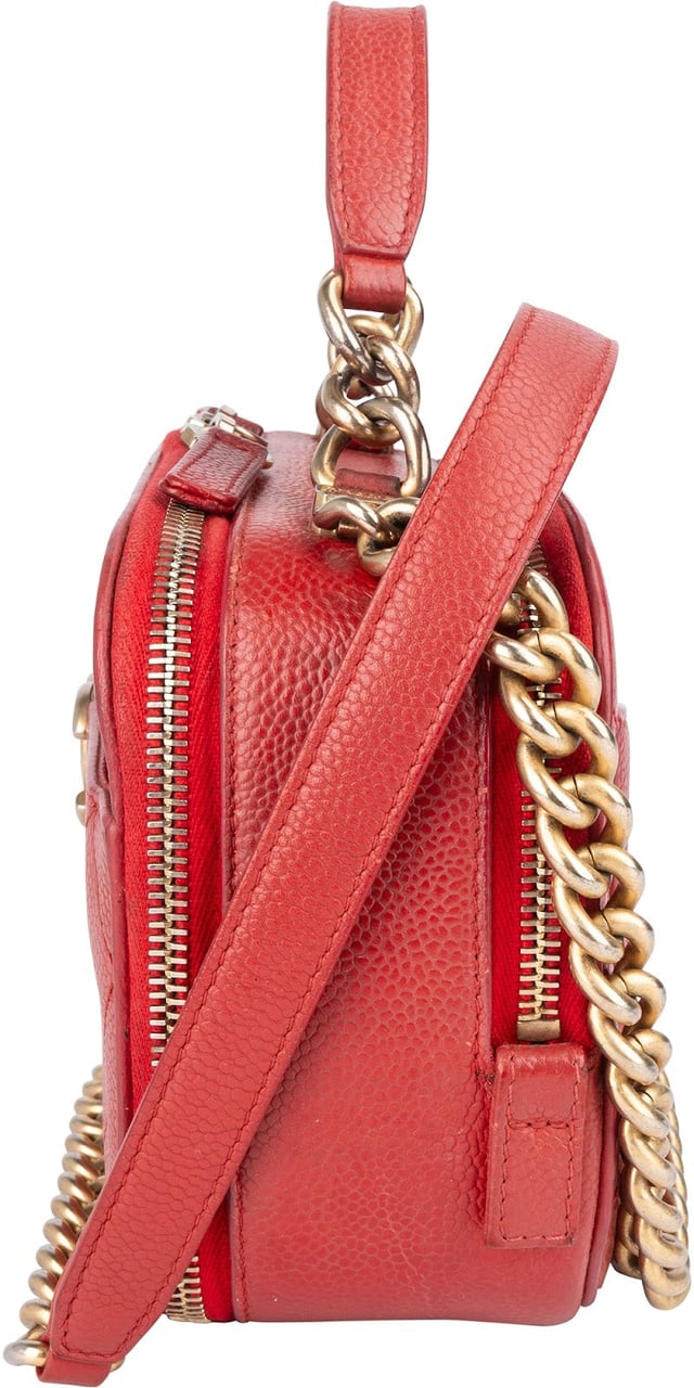 Chanel Chanel Red Quilted Lambskin Top Handle Vanity Case Crossbody Bag Rood