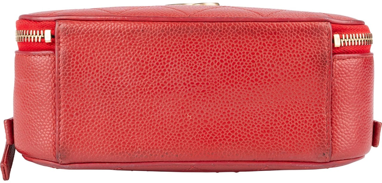 Chanel Chanel Red Quilted Lambskin Top Handle Vanity Case Crossbody Bag Rood