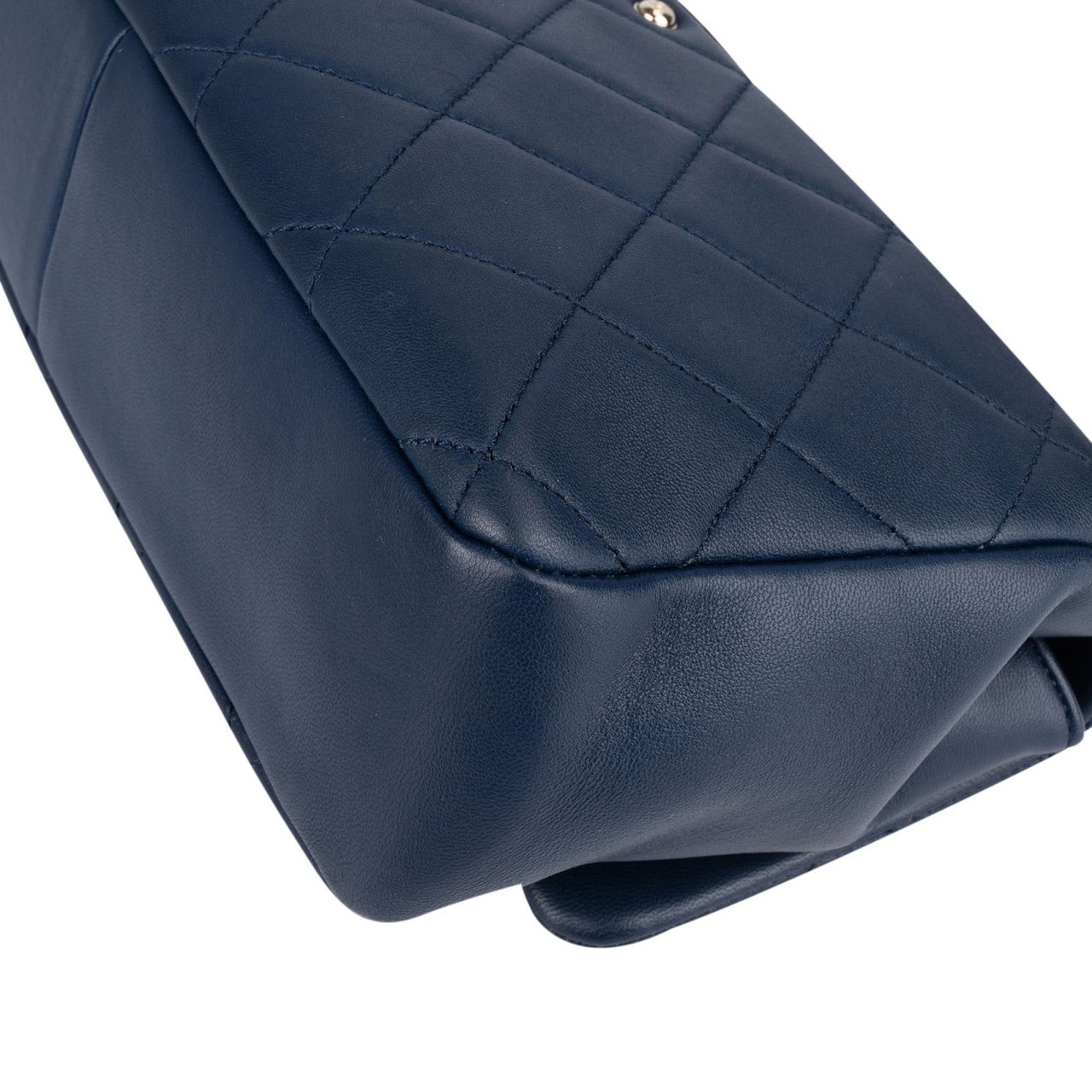 Chanel Quilted Lambskin Medium Flap Chunky Handle Crossbody Bag Navy
