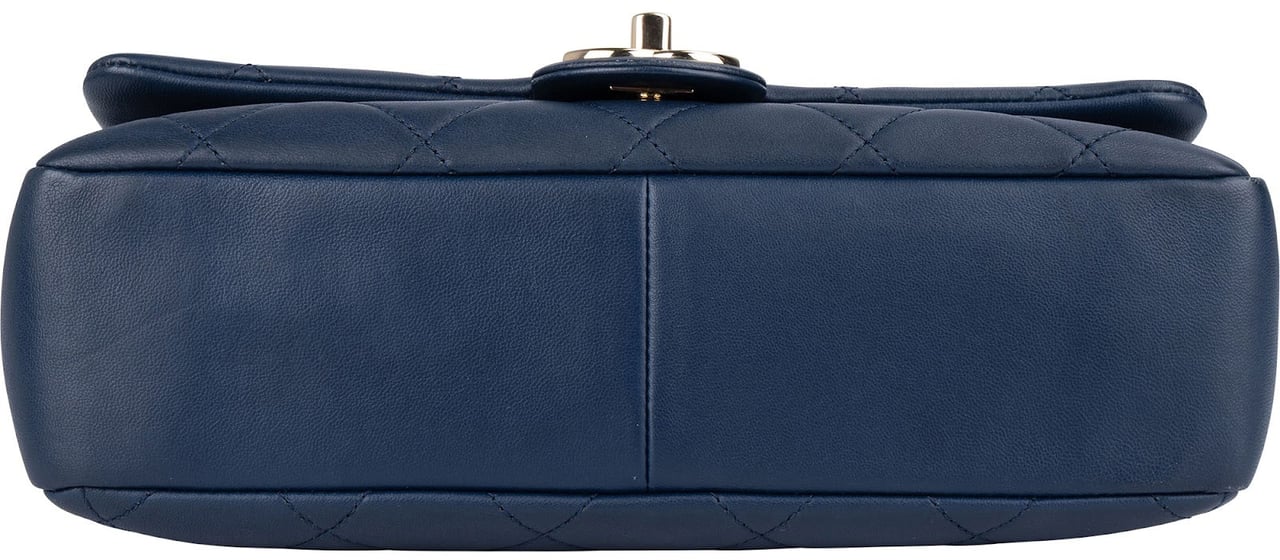 Chanel Quilted Lambskin Medium Flap Chunky Handle Crossbody Bag Navy