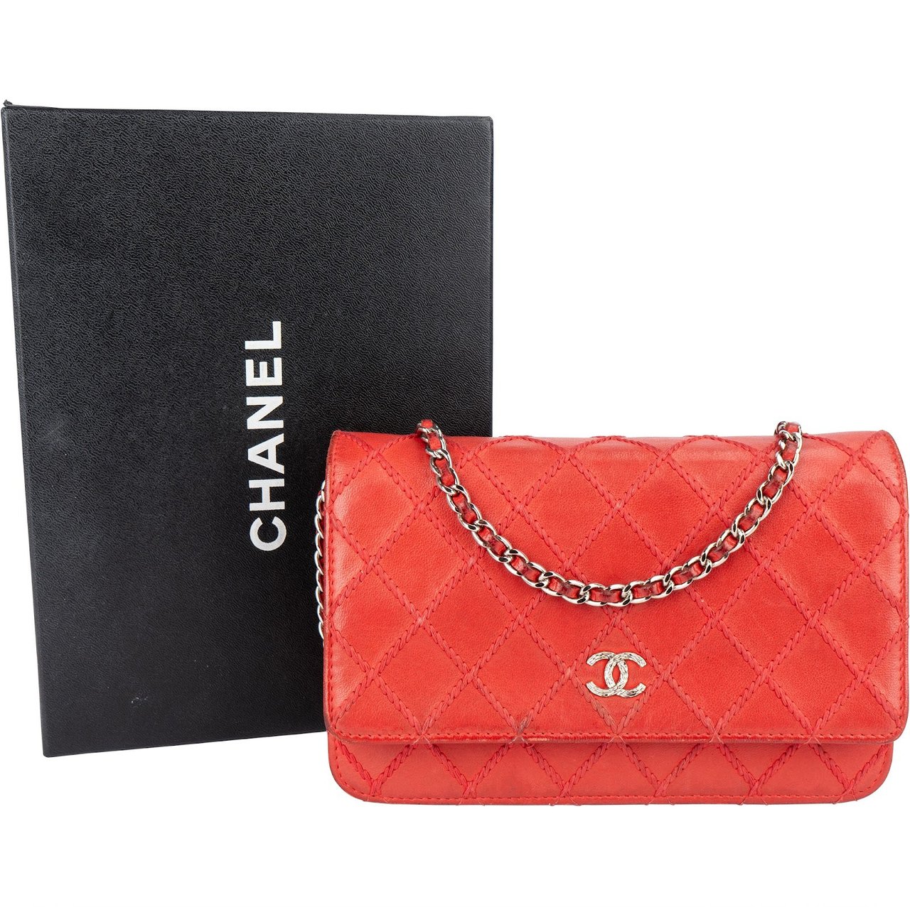Chanel Chanel Stitching Leather Wallet on Chain Crossbody Bag Rood