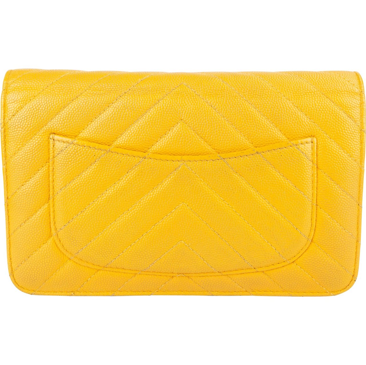 Chanel Chanel Chevron Caviar Leather Wallet on Chain Crossbody Bag Geel