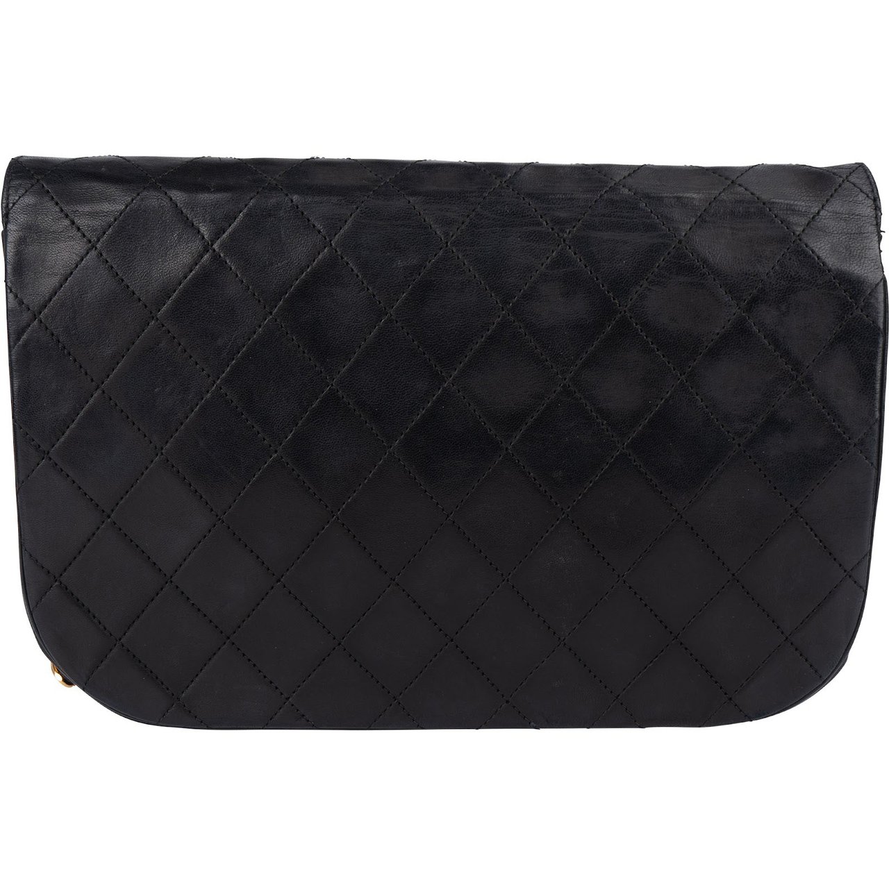 Chanel Quilted Lambskin 24K Gold Half Moon Single Flap Shoulder Bag Zwart