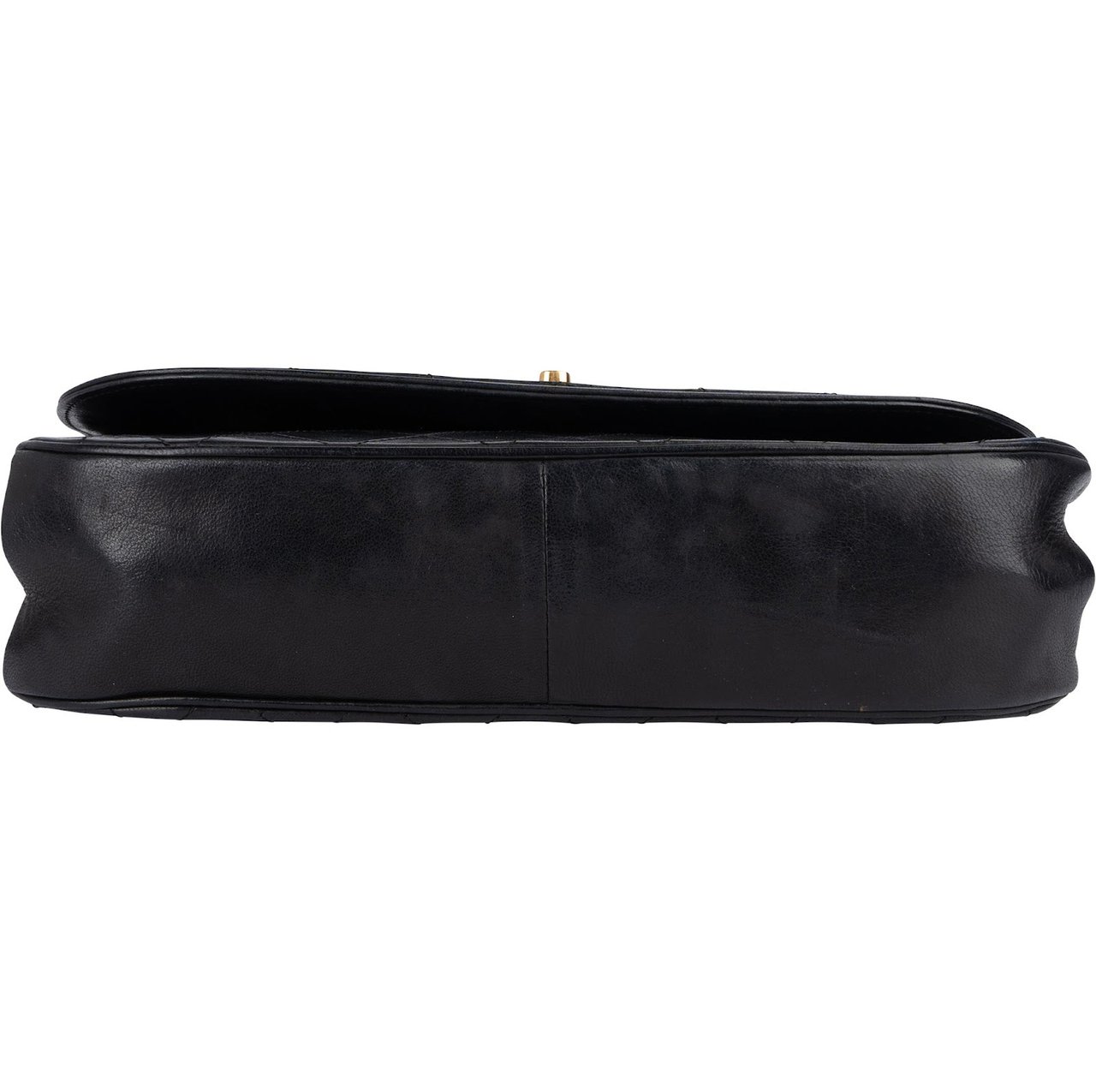 Chanel Quilted Lambskin 24K Gold Half Moon Single Flap Shoulder Bag Zwart