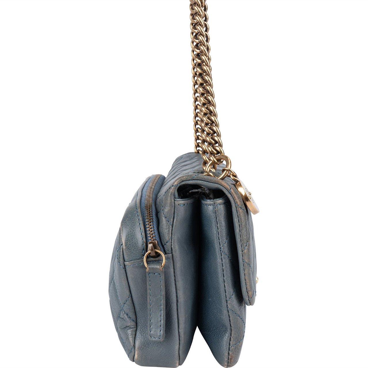 Chanel Chanel Quilted Leather Rectangular Single Flap Shoulder Bag Blauw