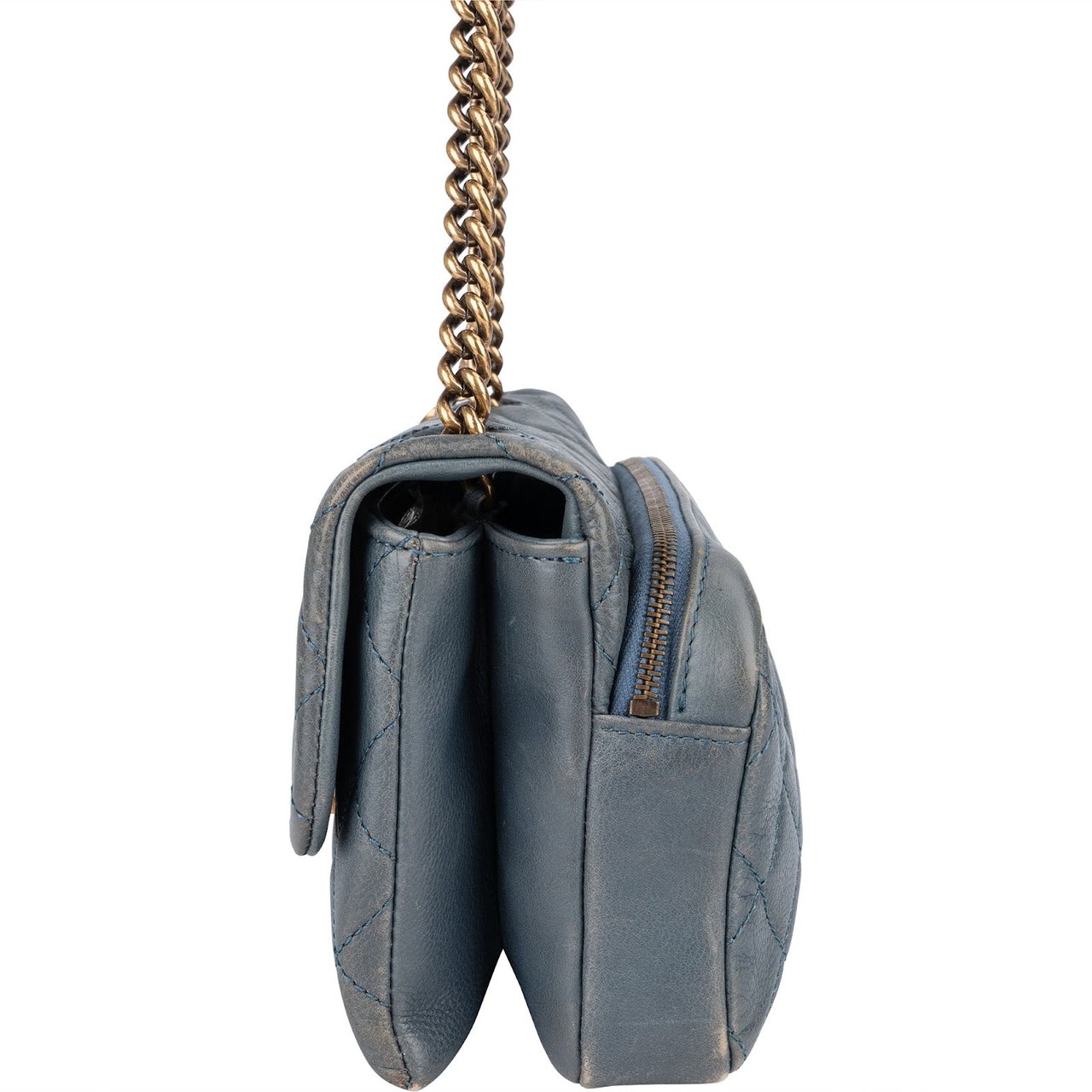 Chanel Chanel Quilted Leather Rectangular Single Flap Shoulder Bag Blauw