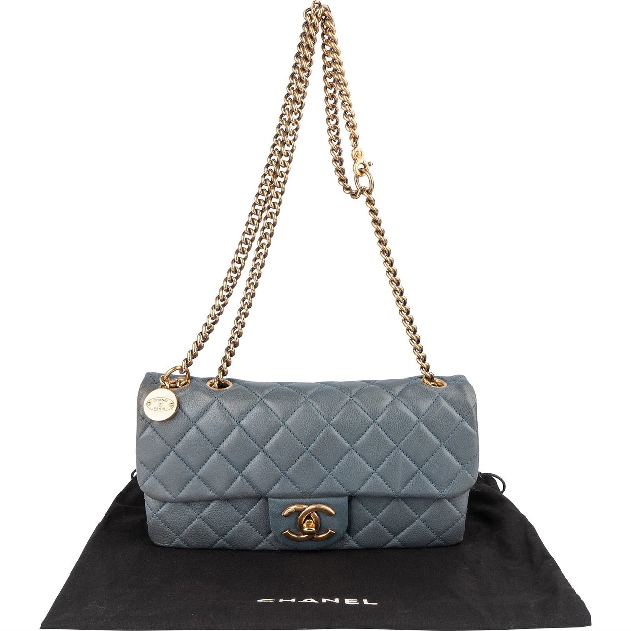 Chanel Chanel Quilted Leather Rectangular Single Flap Shoulder Bag Blauw
