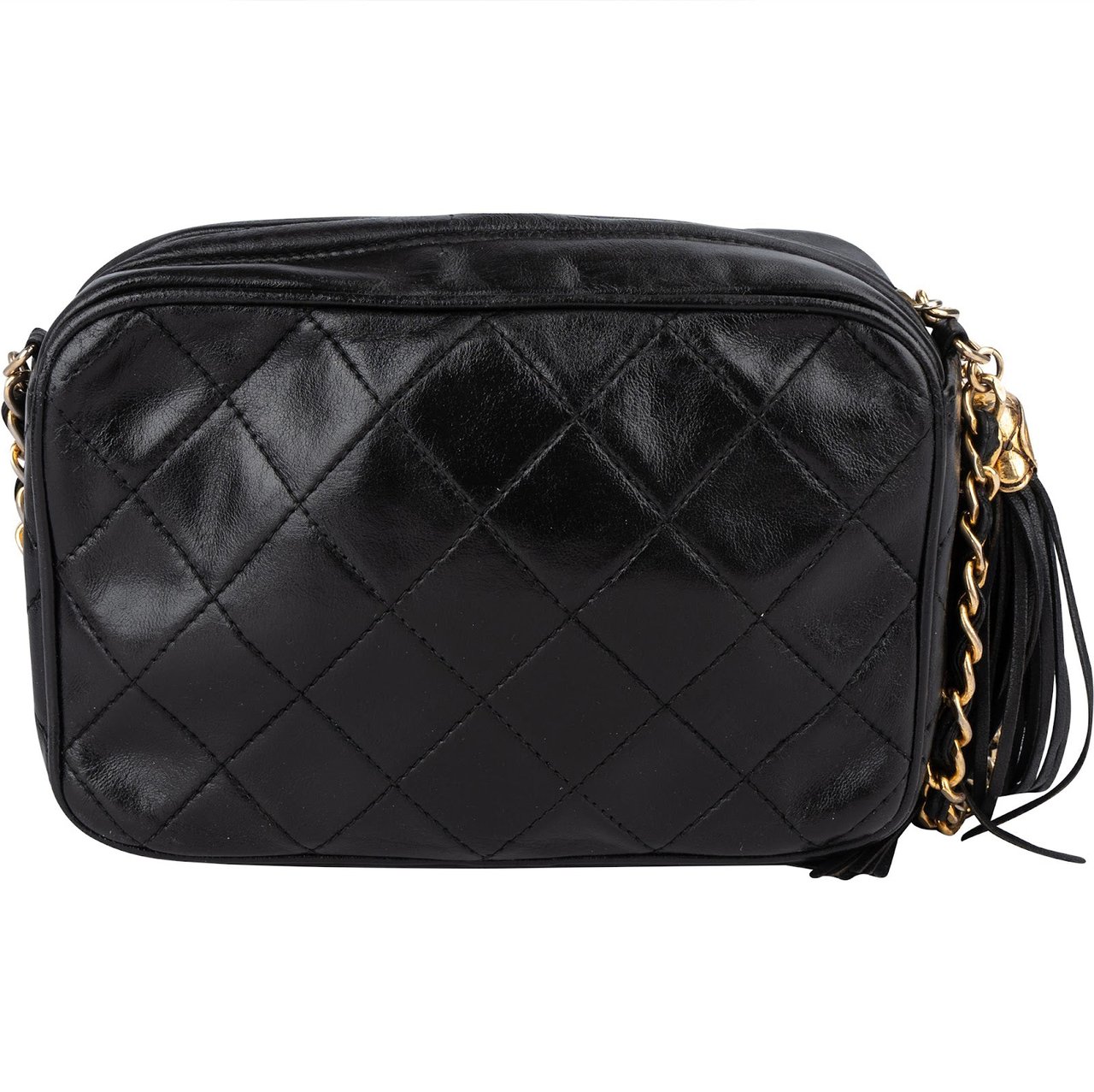 Chanel Quilted Lambskin CC Camera Crossbody Bag Zwart