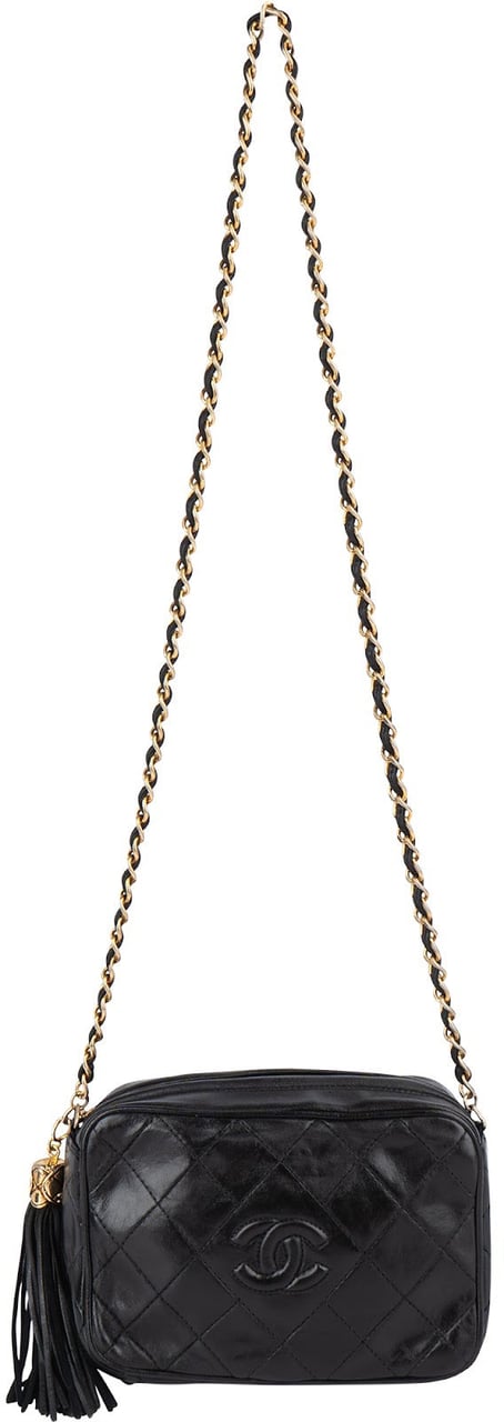Chanel Chanel Quilted Lambskin CC Camera Crossbody Bag Zwart