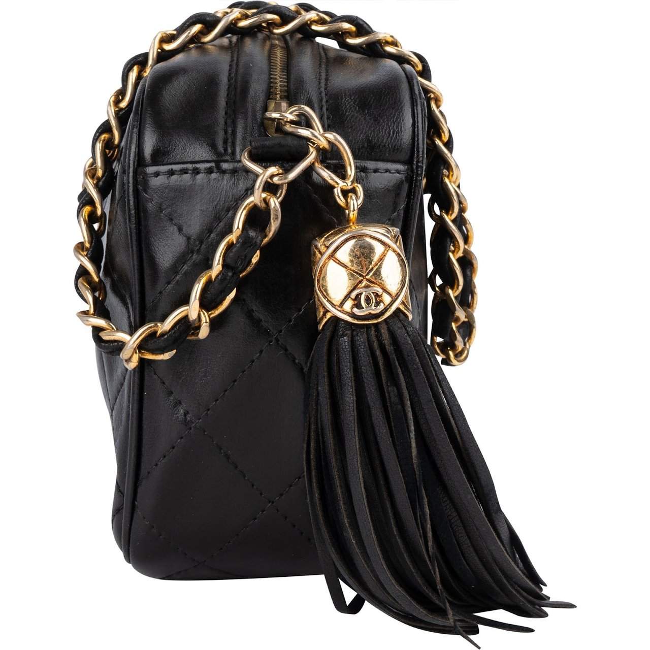 Chanel Quilted Lambskin CC Camera Crossbody Bag Zwart