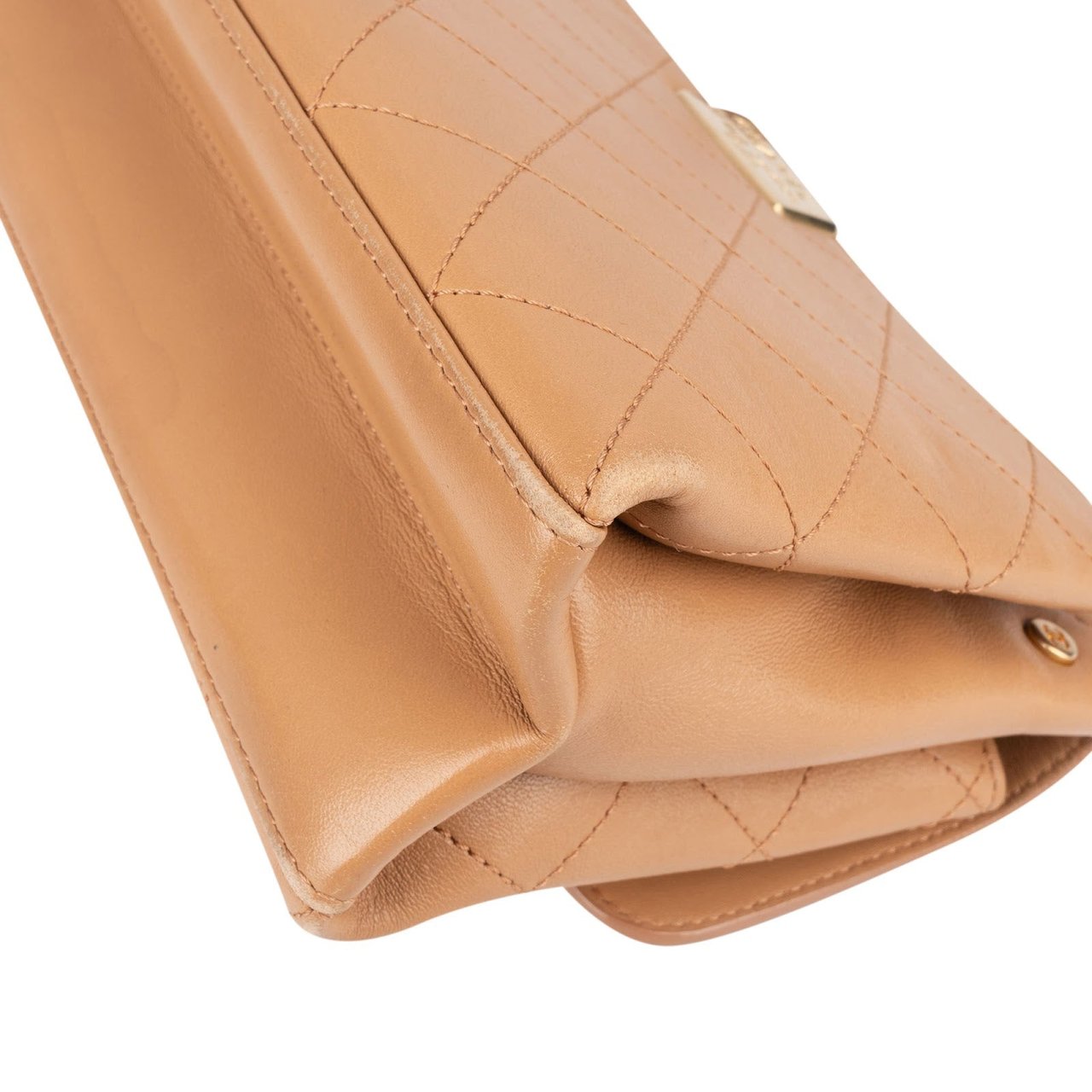 Chanel Chanel Stitching Lambskin Frame Single Flap Crossbody Bag Beige