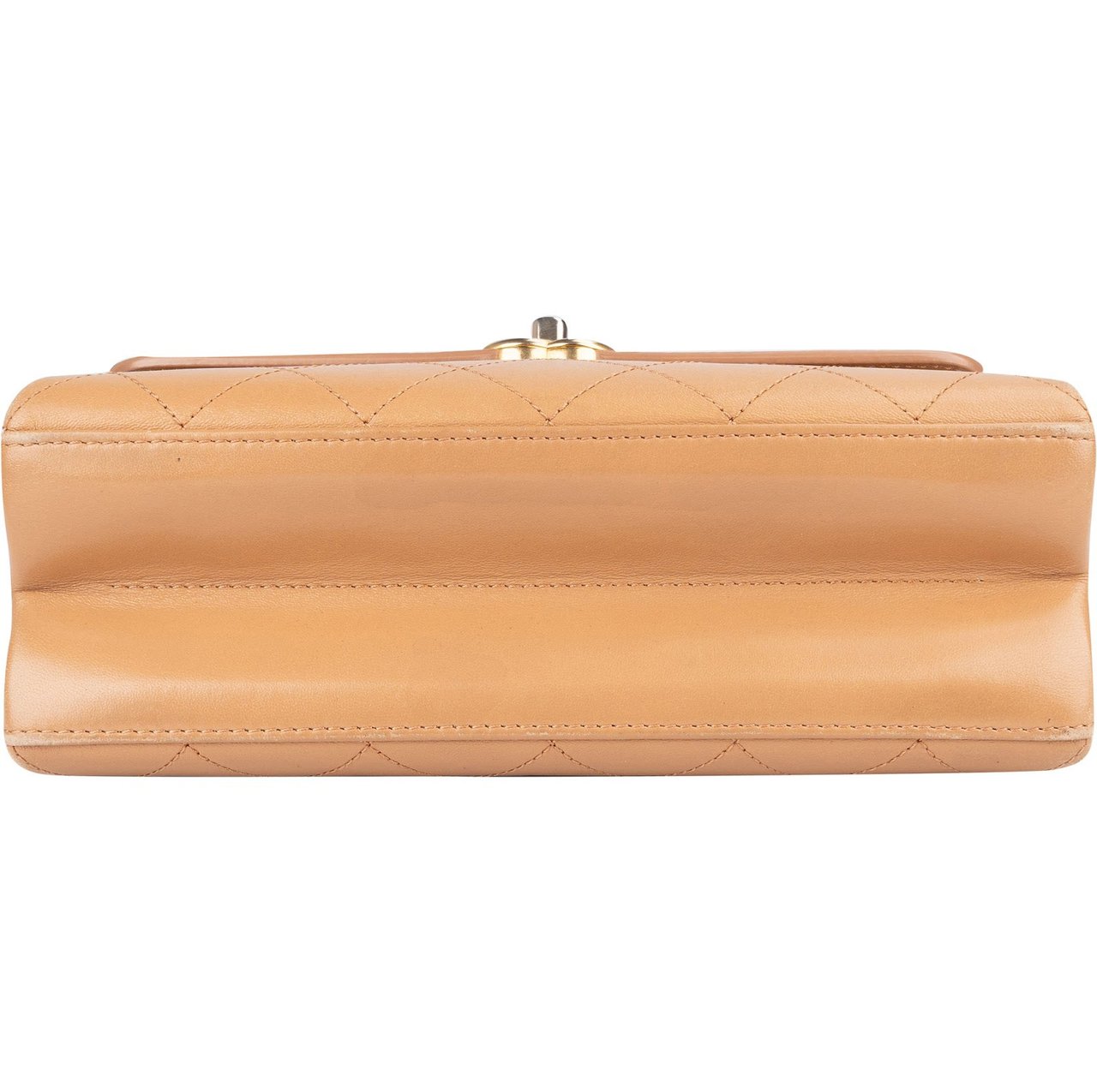Chanel Stitching Lambskin Frame Single Flap Crossbody Bag Beige