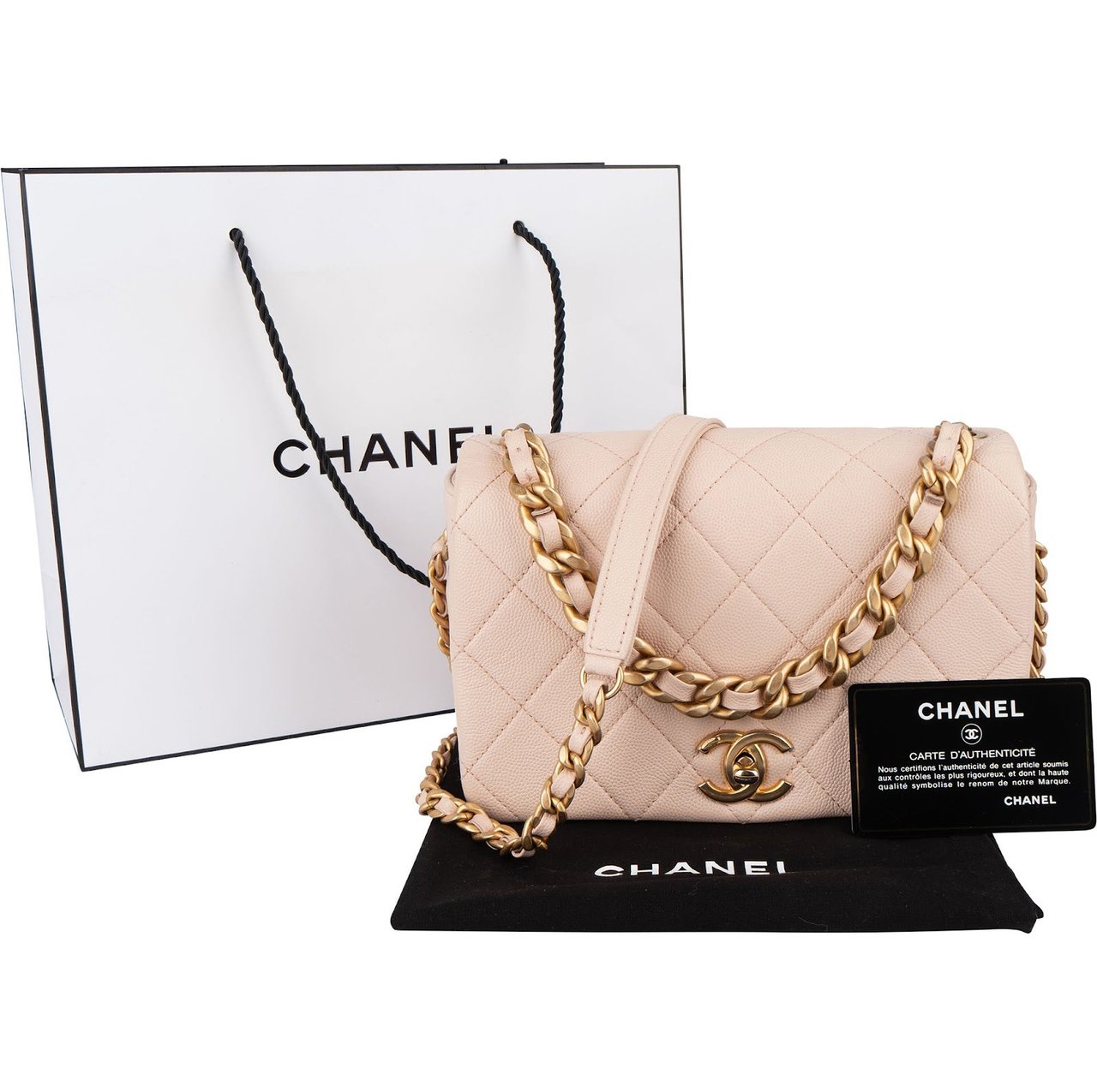 Chanel Chanel Quilted Caviar Leather CC Single Flap Crossbody Bag Rood