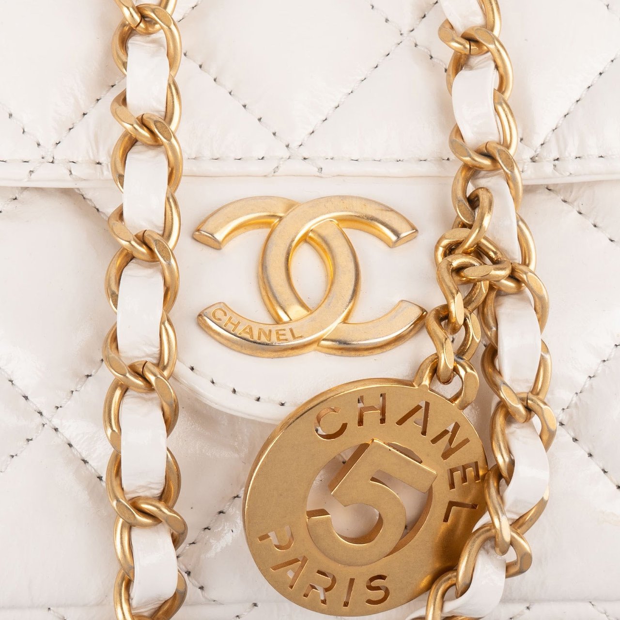 Chanel Chanel Quilted Shiny Leather Wavy CC Crossbody Bag Wit