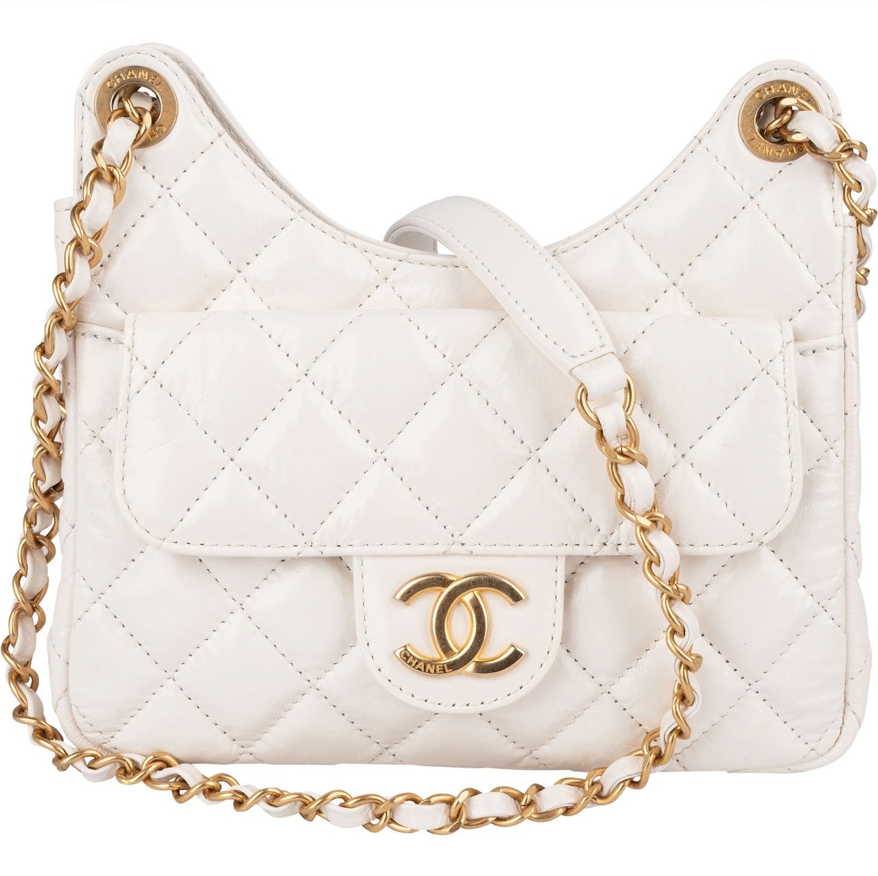 Chanel Chanel Quilted Shiny Leather Wavy CC Crossbody Bag Wit