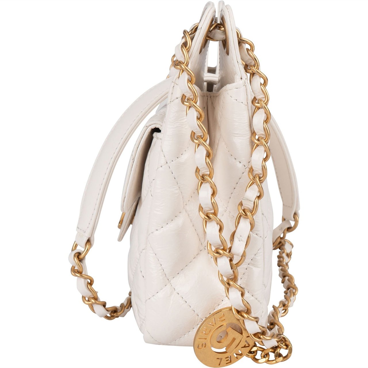 Chanel Chanel Quilted Shiny Leather Wavy CC Crossbody Bag Wit