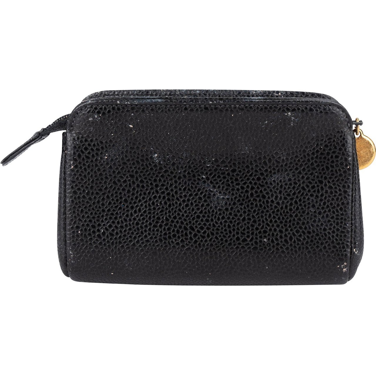 Chanel Chanel Caviar Leather CC Cosmetic Pouch Zwart