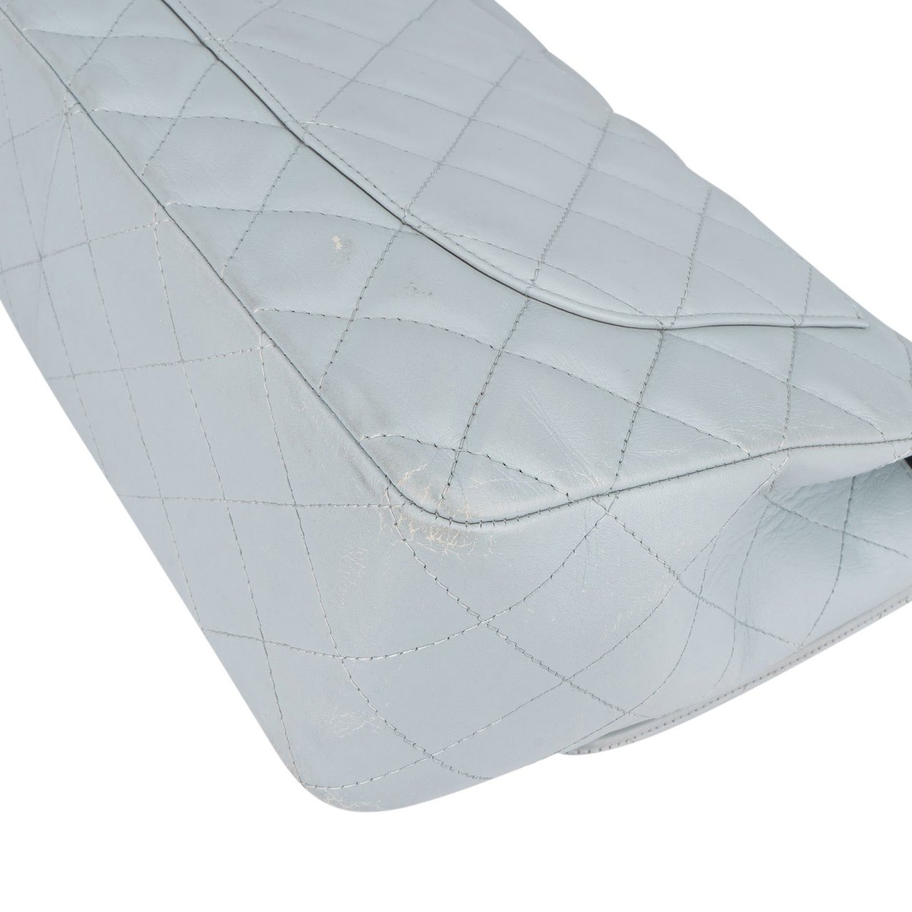 Chanel Chanel Quilted Lambskin Jumbo Single Flap Crossbody Bag Lichtblauw