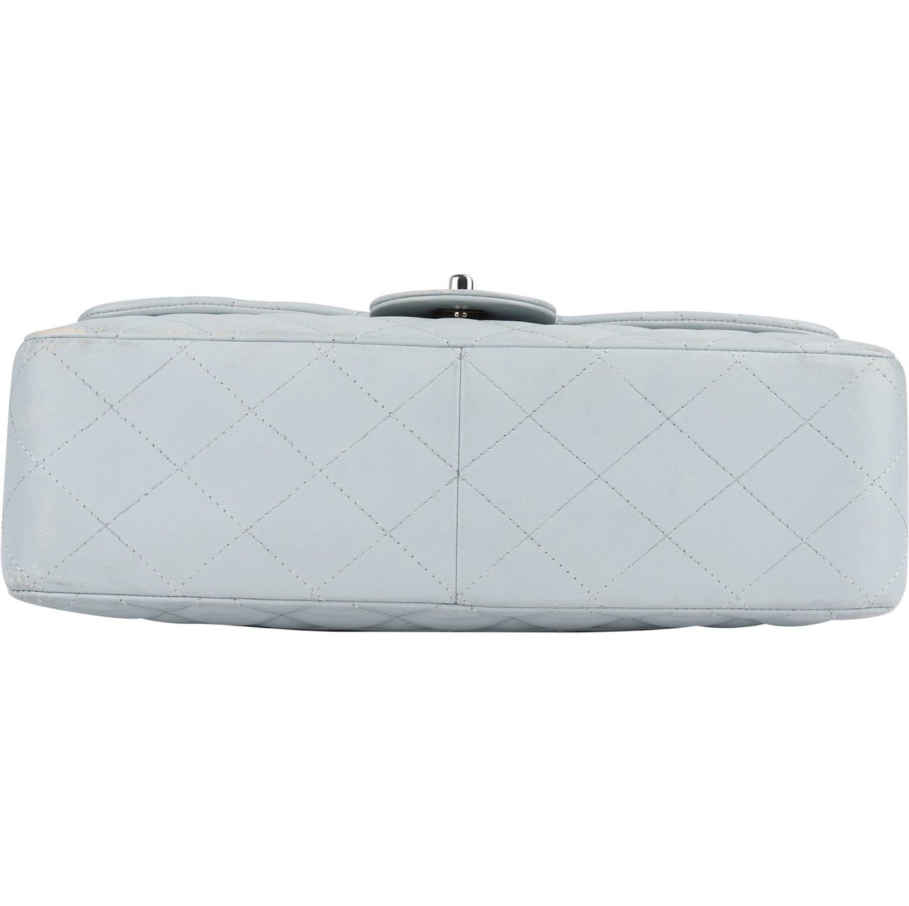 Chanel Chanel Quilted Lambskin Jumbo Single Flap Crossbody Bag Lichtblauw