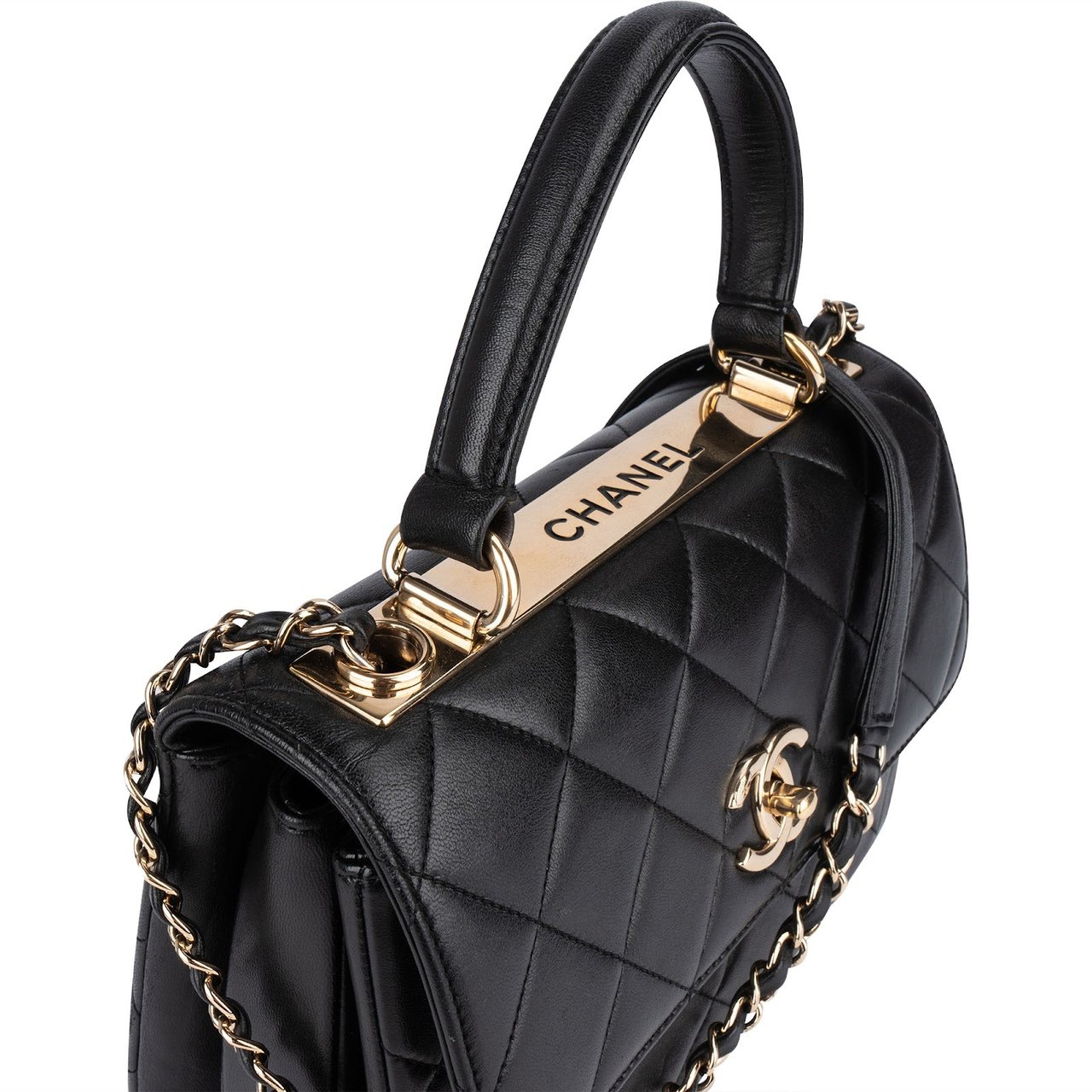 Chanel Chanel Quilted Lambskin Trendy CC Flap Bag Crossbody Handbag Zwart