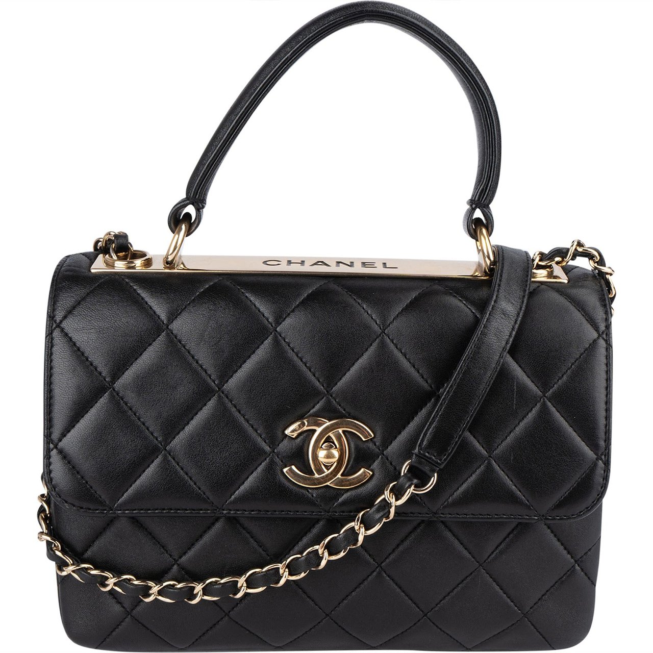 Chanel Chanel Quilted Lambskin Trendy CC Flap Bag Crossbody Handbag Zwart