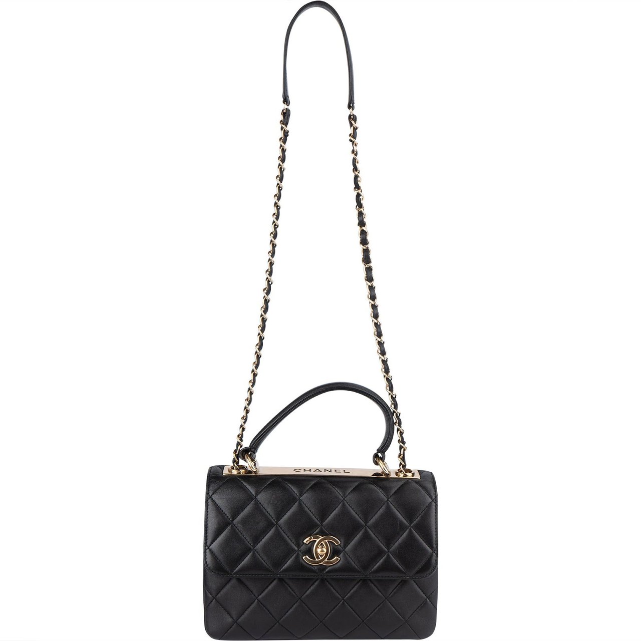 Chanel Chanel Quilted Lambskin Trendy CC Flap Bag Crossbody Handbag Zwart