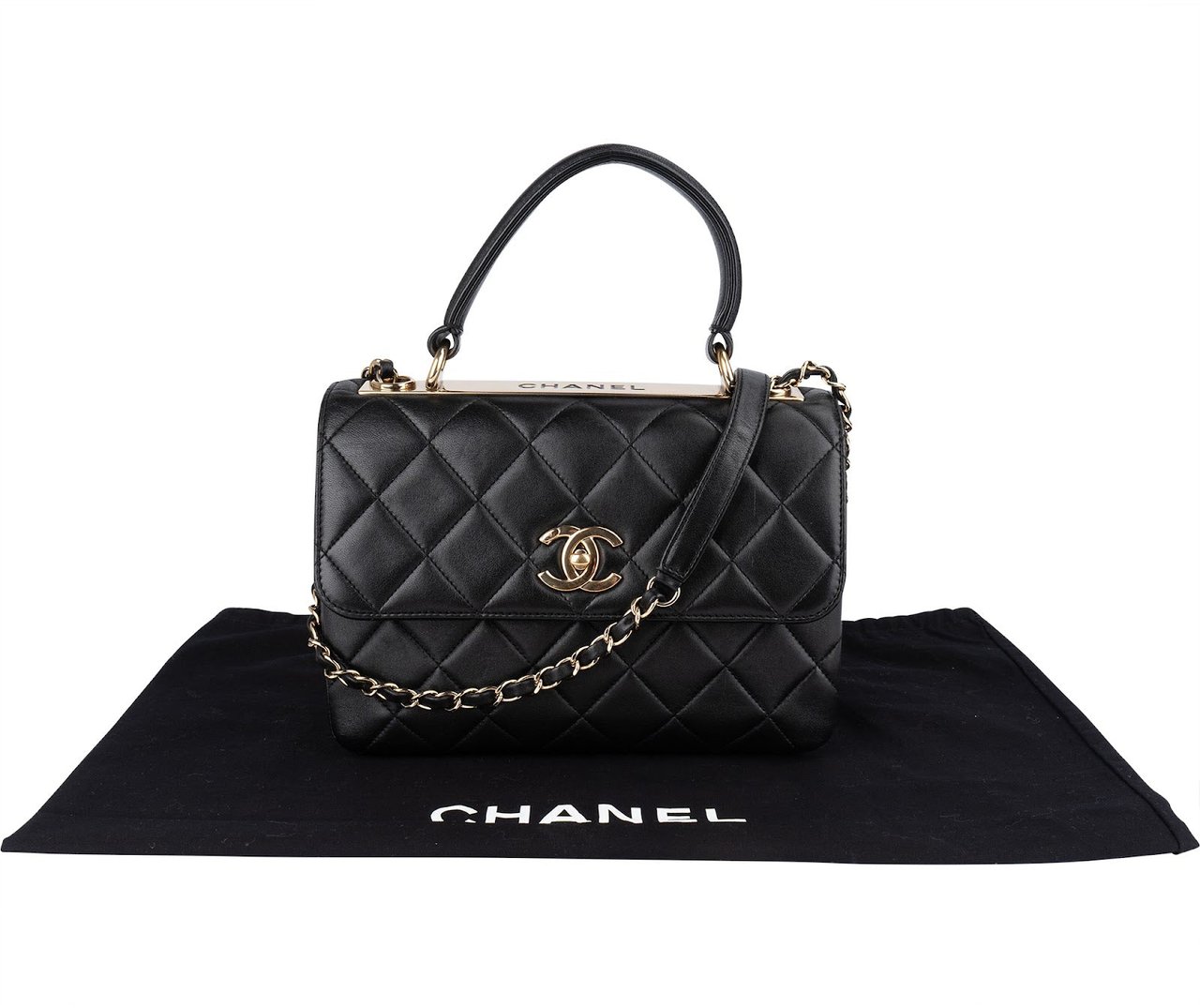 Chanel Chanel Quilted Lambskin Trendy CC Flap Bag Crossbody Handbag Zwart