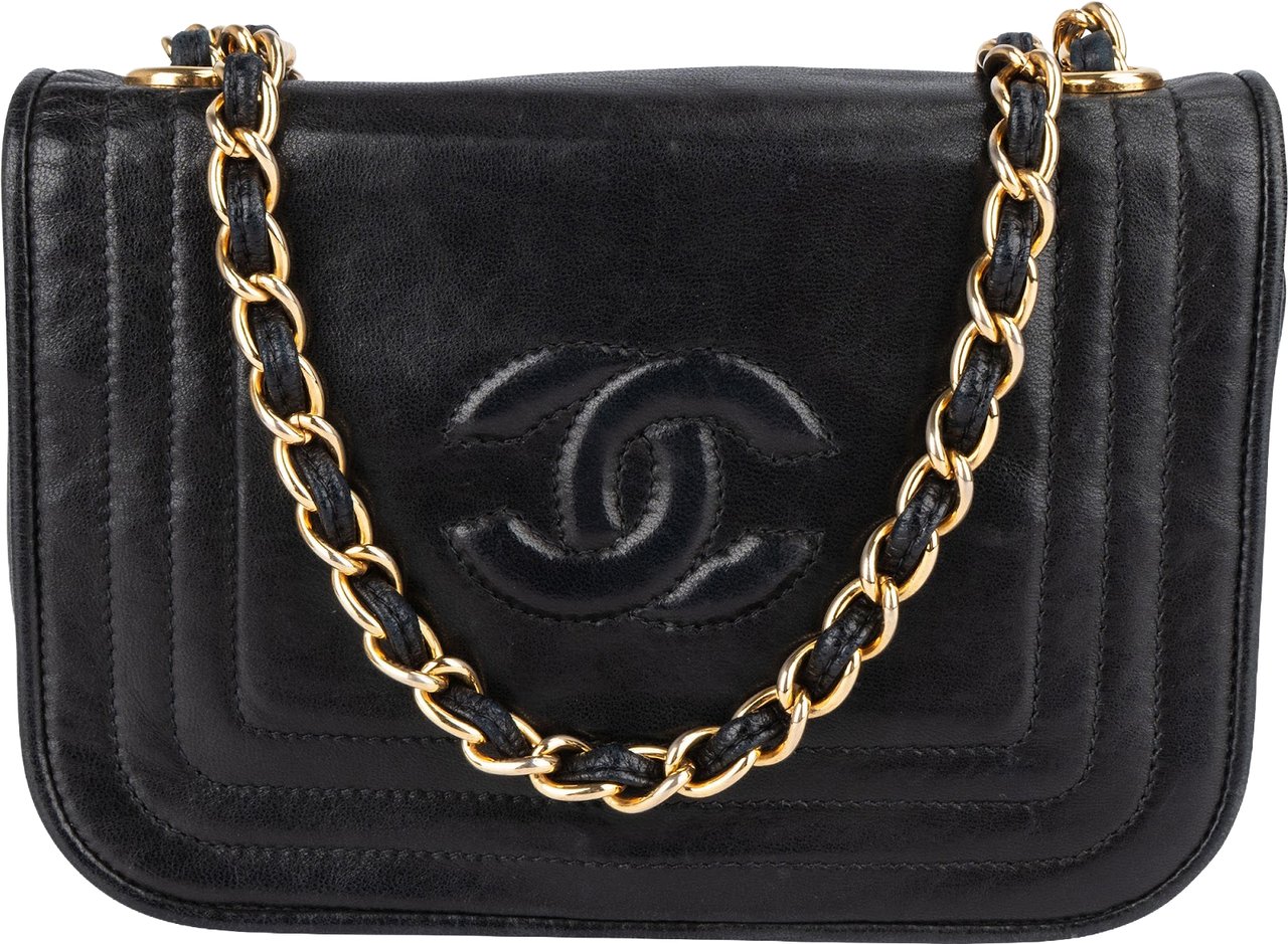 Chanel Lambskin CC Single Flap Camera Crossbody Bag Zwart