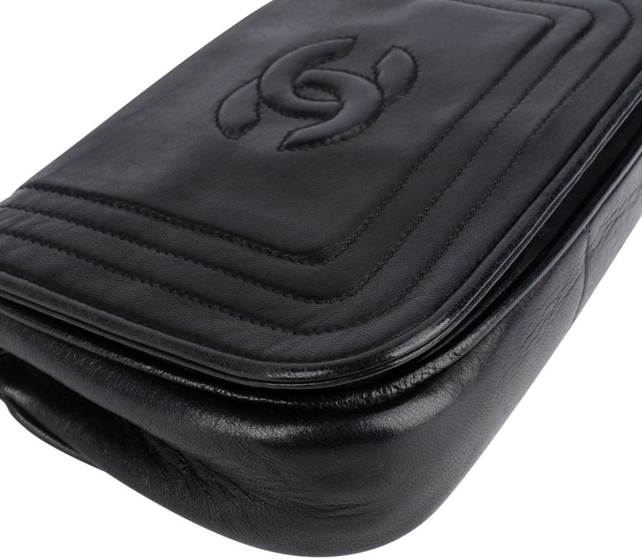 Chanel Chanel Lambskin CC Single Flap Camera Crossbody Bag Zwart