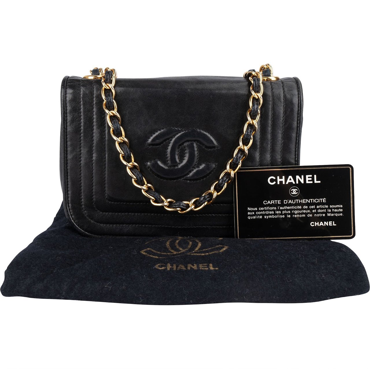 Chanel Lambskin CC Single Flap Camera Crossbody Bag Zwart