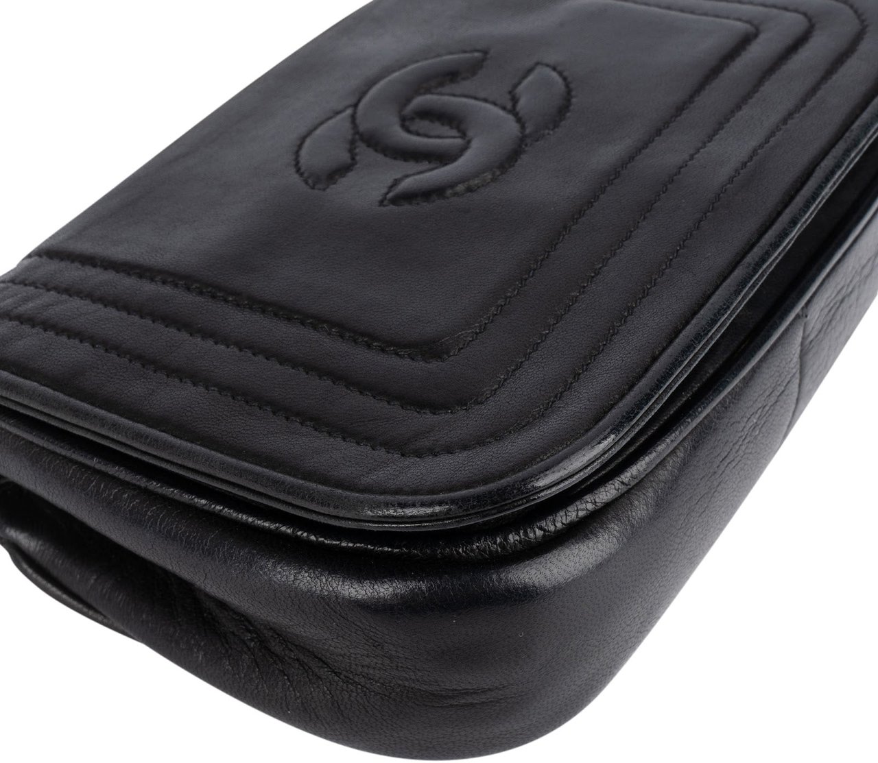 Chanel Lambskin CC Single Flap Camera Crossbody Bag Zwart