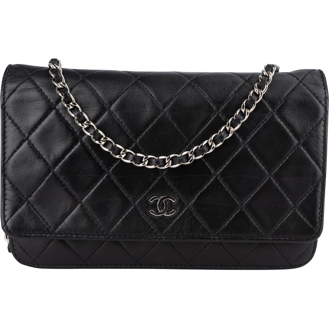 Chanel Chanel Quilted Lambskin CC Wallet On Chain Crossbody Bag Zwart