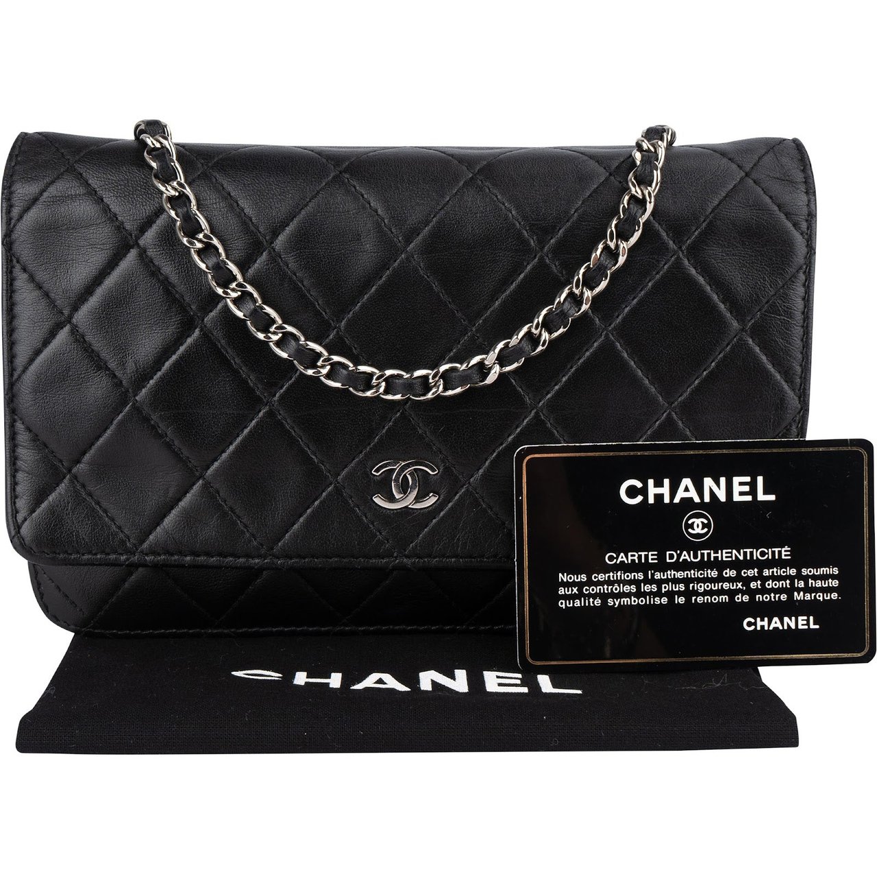 Chanel Chanel Quilted Lambskin CC Wallet On Chain Crossbody Bag Zwart