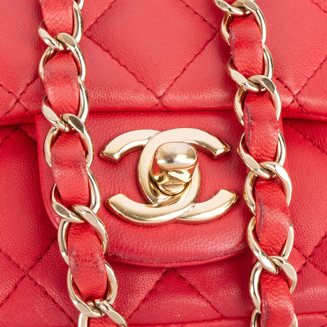Chanel Chanel Quilted Lambskin Mini Rectangular Single Flap Crossbody Bag Rood