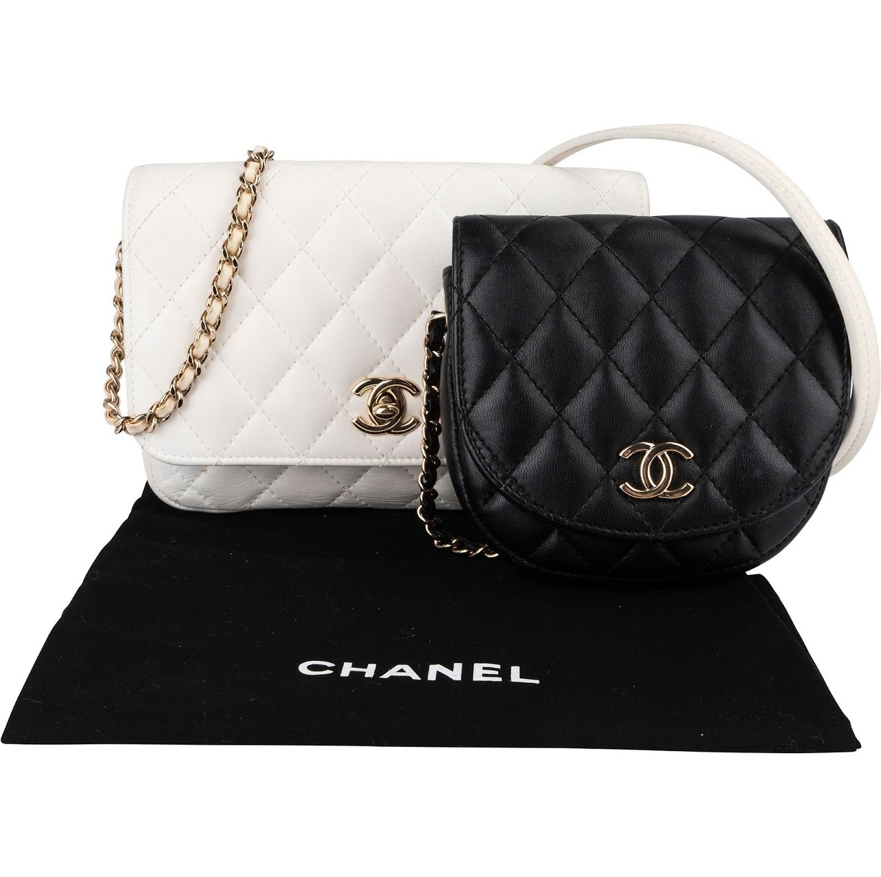 Chanel Chanel Quilted Lambskin Side Packs Single Flap Adjustable Duo Crossbody Bag Wit